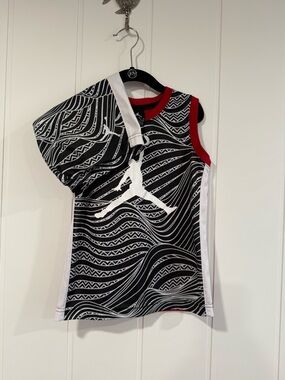 Jordan Basketball Kids' Black White & Red Sleeveless Top & Shorts Set